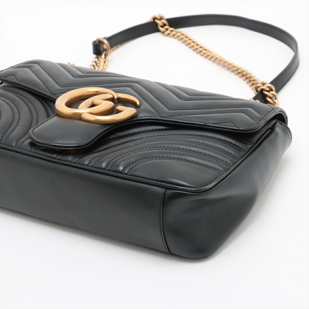 Gucci GG Marmont Leather Chain Shoulder Bag Black - Picture 3 of 8